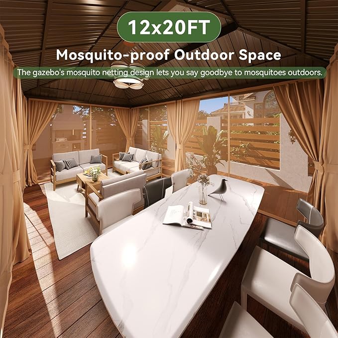Aoxun 20x12 Gazebo Outdoor Hardtop Gazebo - Image 3