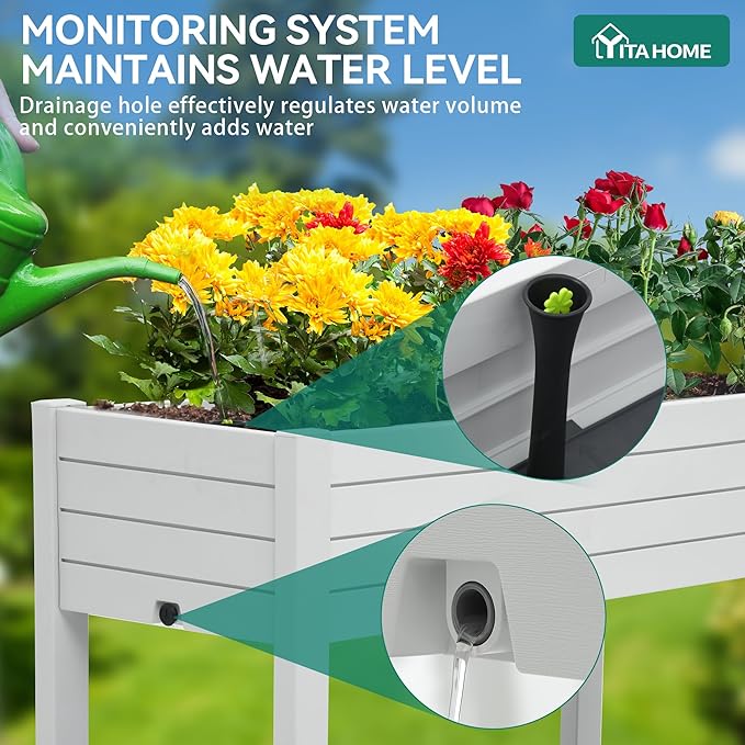 YITAHOME 43.3x17.7x34 in Elevated Garden Bed, Outdoor Plastic Planter Box - Image 5