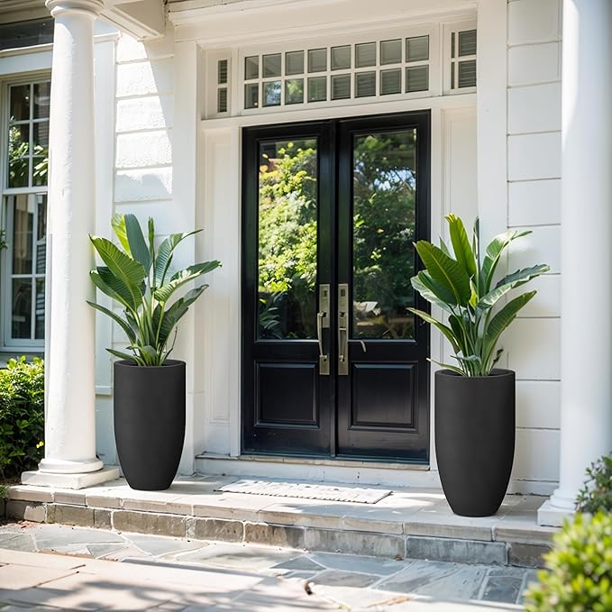 Kante 24 Inch Tall Round Concrete Planter, Large Indoor Outdoor Plant Pots - Image 5