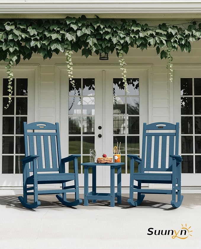 Oversized Outdoor Rocking Chairs Set of 2, High Back Outdoor Rocker Chair - Image 2