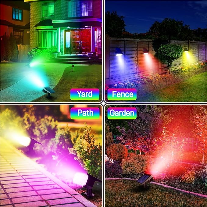 RGB Solar Lights Outdoor Waterproof IP65, 7 Lighting Modes Color Changing 26 - Image 6