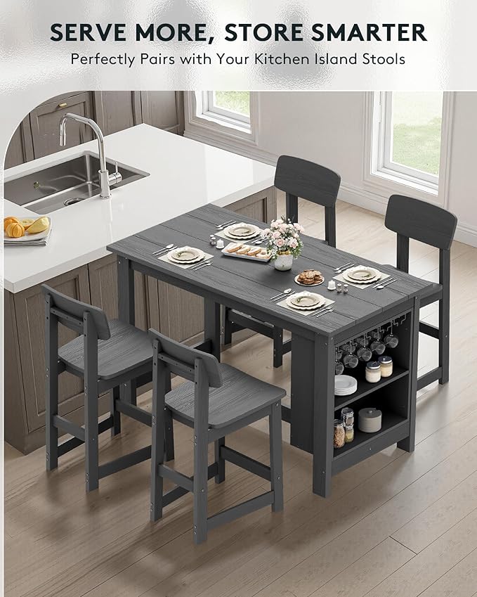 SERWALL 10-Piece HDPE Counter Height Dining Table Sets - Image 6