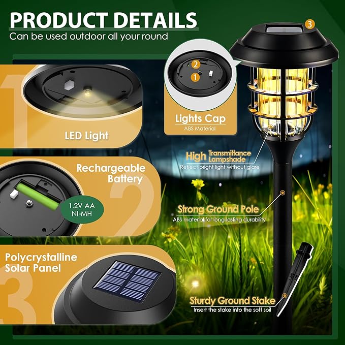 SOLPEX Solar Lights for Outside, Solar Outdoor Pathway Garden Lights Waterproof - Image 3