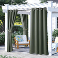 NICETOWN 2 Panels Greyish Green Outdoor Curtains by NICETOWN