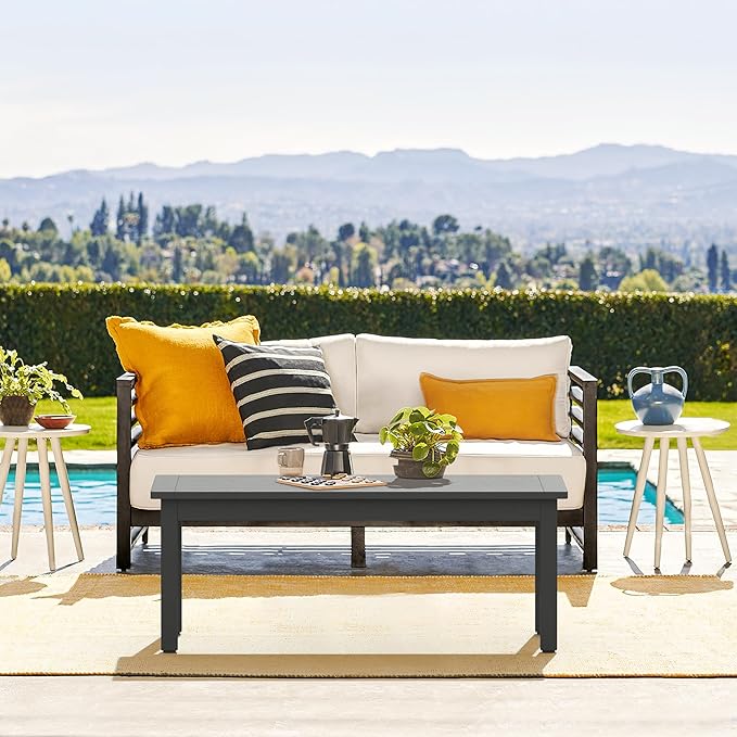 LUE BONA Outdoor Coffee Table, HDPS Patio Coffee Tables - Image 2