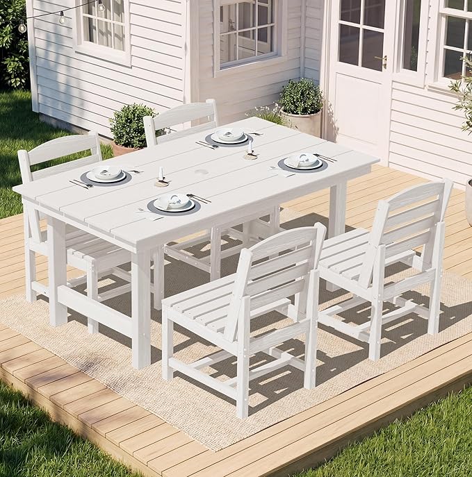 SERWALL Patio Dining Sets for 6 Person, HDPE Dining Set - Image 6