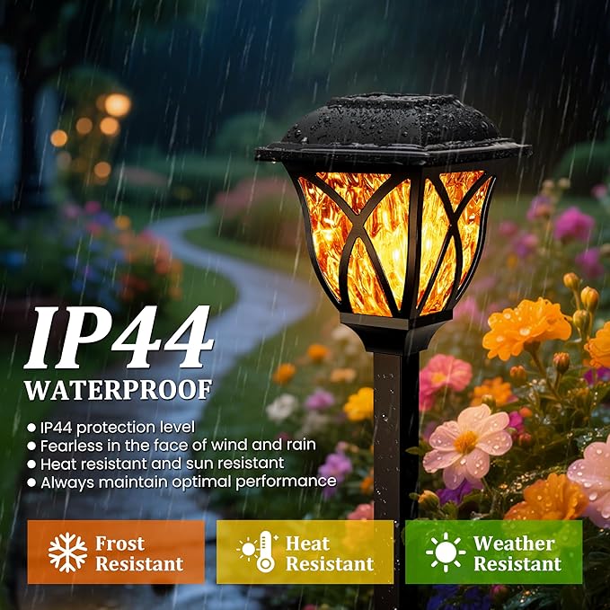 GIGALUMI Solar Lights Outdoor Waterproof, 6 Pack Flickering Flame LED Lights - Image 3