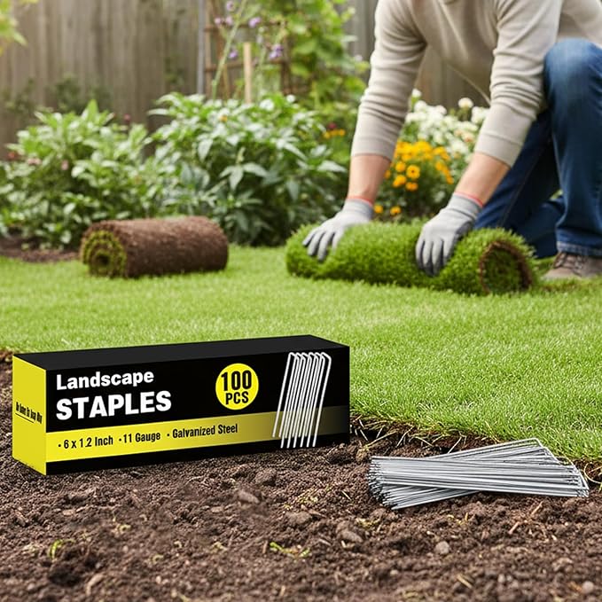 HongWay 100 Pack 6 Inch Landscape Staples, Galvanized Garden Stakes 11 Gauge - Image 3
