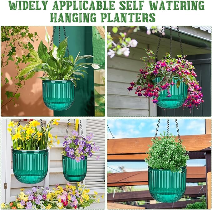 Maxcheck 4 Pcs Self Watering Hanging Planters Indoor Gift 6.5'' 4.5'' Hanging - Image 5
