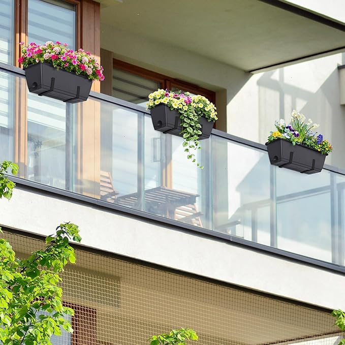 ETELI Deck Railing Planter Boxes 6 Pack Window Box - Image 7
