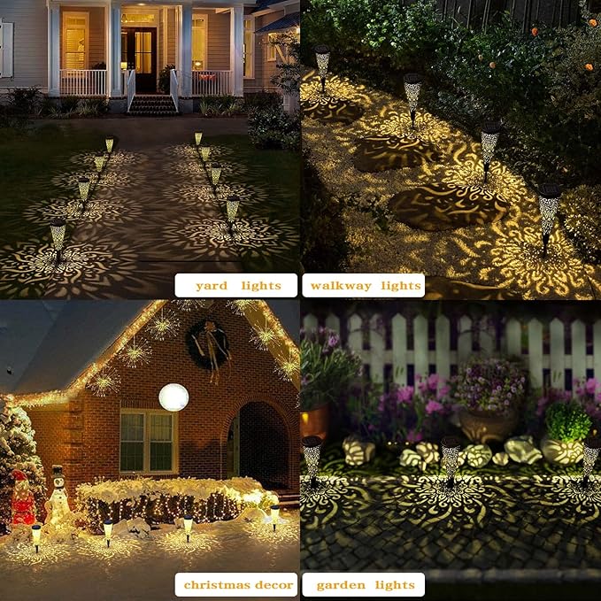 6 Pack Solar Lights Outdoor Garden Decorative Mandala Solar Garden Lights - Image 5