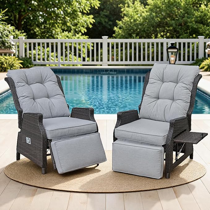 Outdoor Indoor Wicker Recliner by COMLAXFIELD