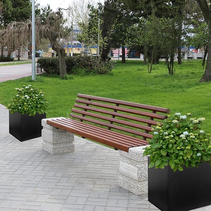 Galvanized Steel Planter Box Black Metal Planter 16Inch Square Indoor Outdoor - Image 8