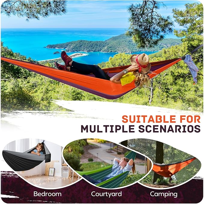 Camping Hammock Lightweight, Portable Hammocks Parachute Hammock - Image 7