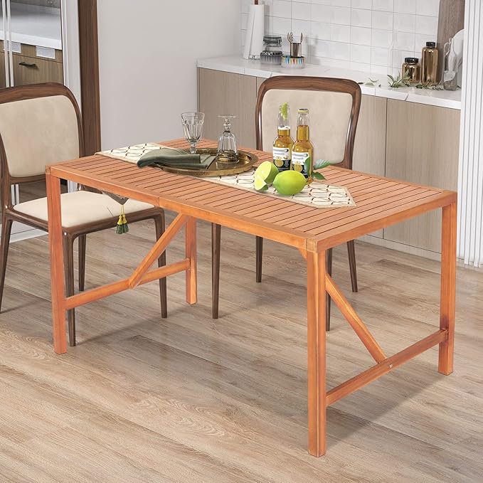Tangkula 55" Acacia Wood Outdoor Dining Table - Image 8