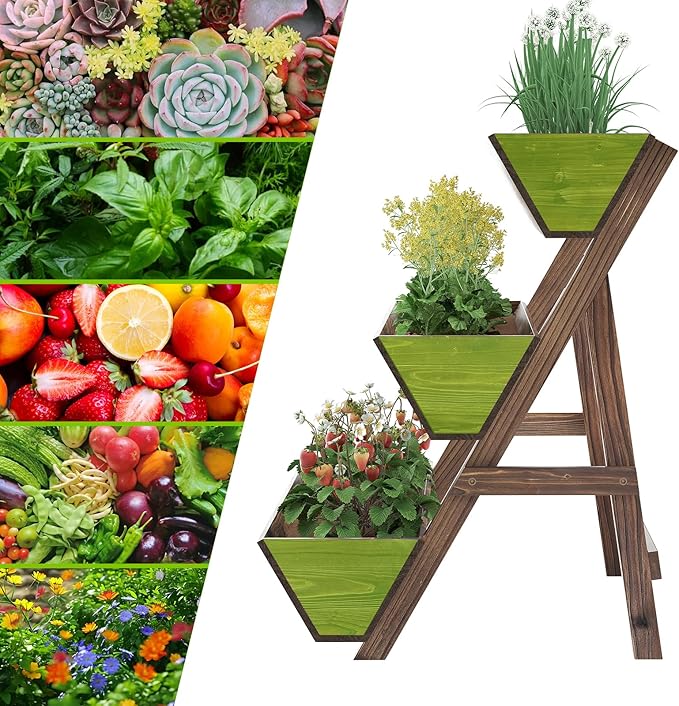 3-Tiers Wooden Raised Garden BedPlanter Box Gardening Outdoor Planter Box Patio - Image 4