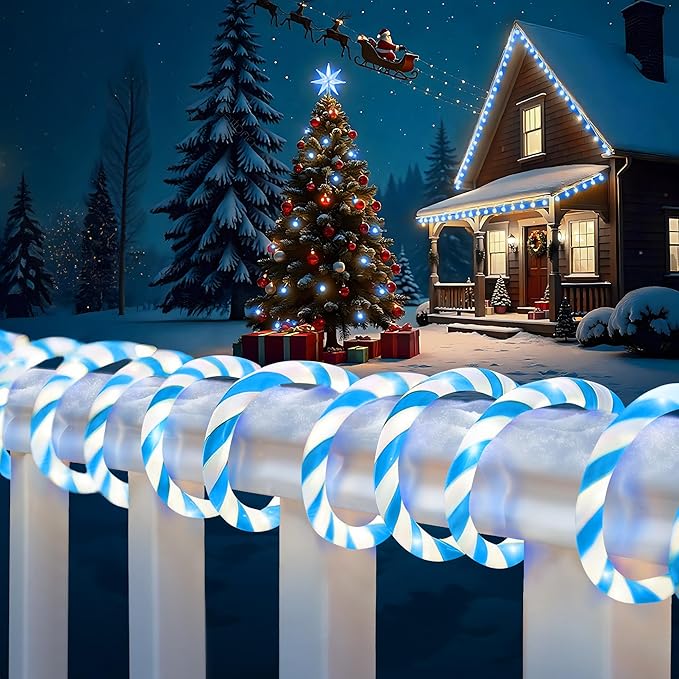 Jnaurb Christmas Candy Cane Lights, 66ft 480 LED Connectable Flexible White & by Jnaurb