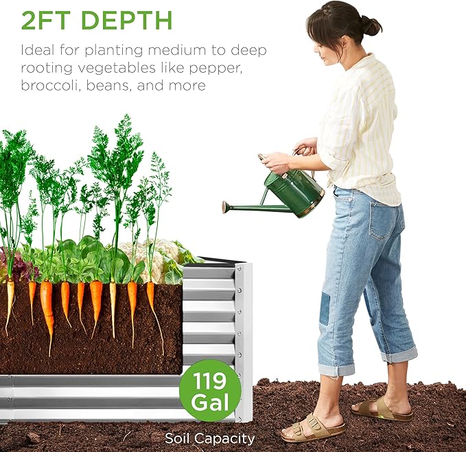 Best Choice Products 4x2x2ft Outdoor Metal Raised Garden Bed, Deep Root Box - Image 4