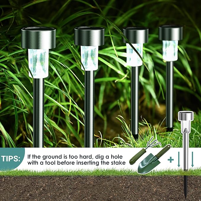 GIGALUMI 16 Pack Solar Lights Outdoor Waterproof, Stainless Steel LED Solar - Image 7
