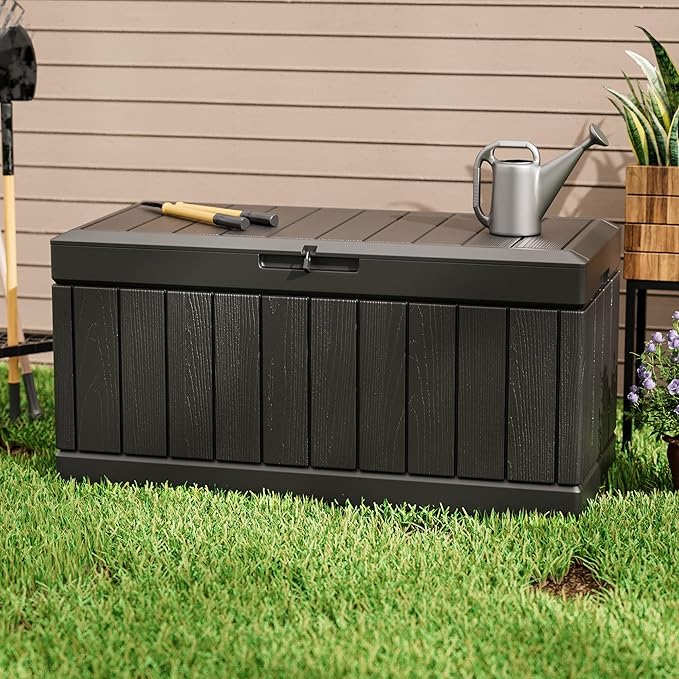 Greesum 82 Gallon Resin Deck Box All Weather Large Outdoor Storage - Image 3