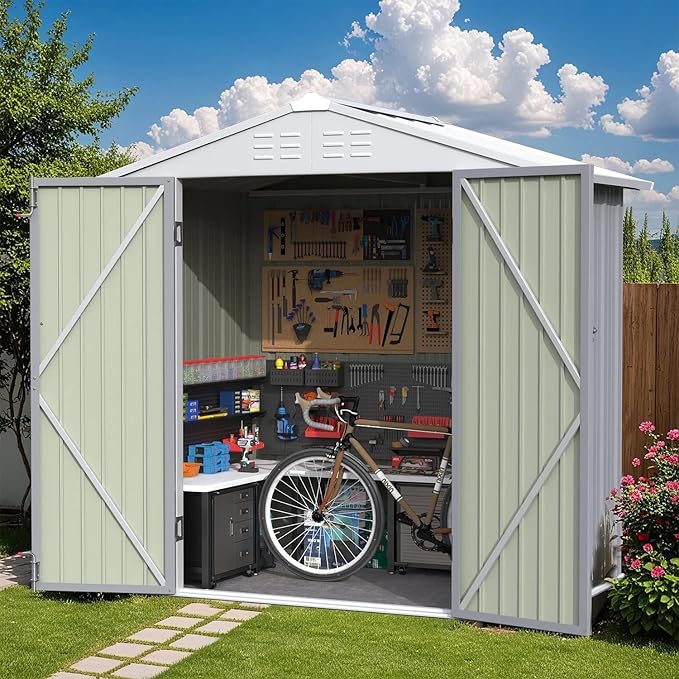 Greesum 6×4FT Outdoor Storage Shed, Metal Patio Storaged Sheds by BuynowfromGreesum