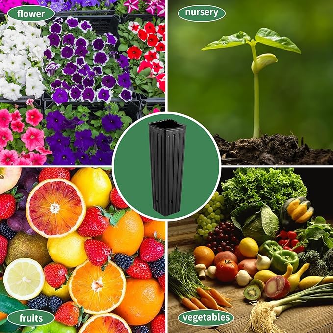 50 Pcs Plastic Deep Nursery Treepots, 9.8" Tall Nursery Tree Pots, Flower Plant - Image 6