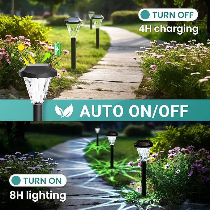 GIGALUMI 10 Pack Solar Lights Outdoor Waterproof, Outdoor Solar Lights - Image 3