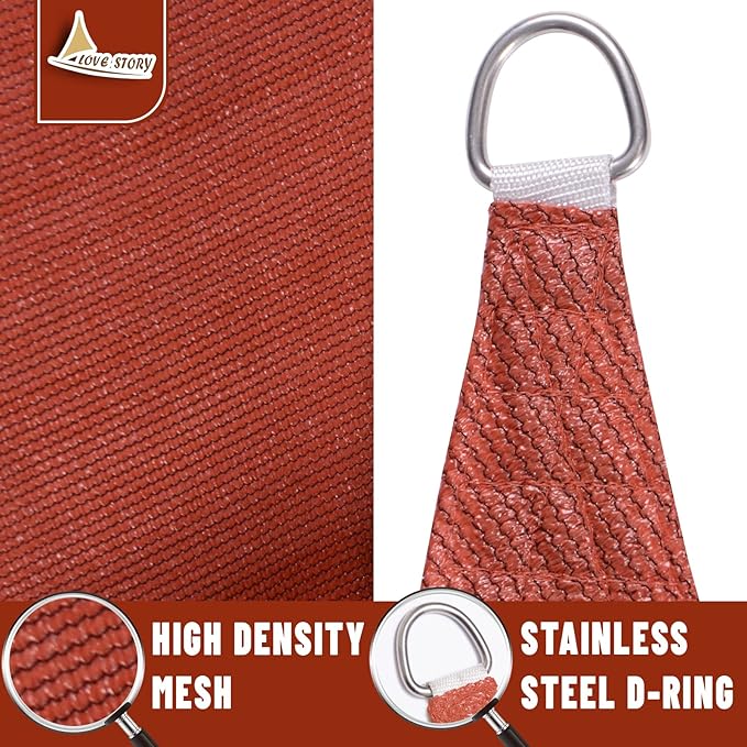 LOVE STORY Custom Size 4'x10' Terra Red Sun Shade Sail Rectangle UV Block - Image 5