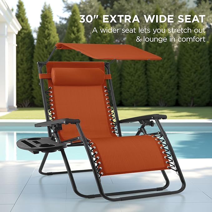 Best Choice Products 30” Wide Folding Zero Gravity Outdoor Recliner Patio - Image 3