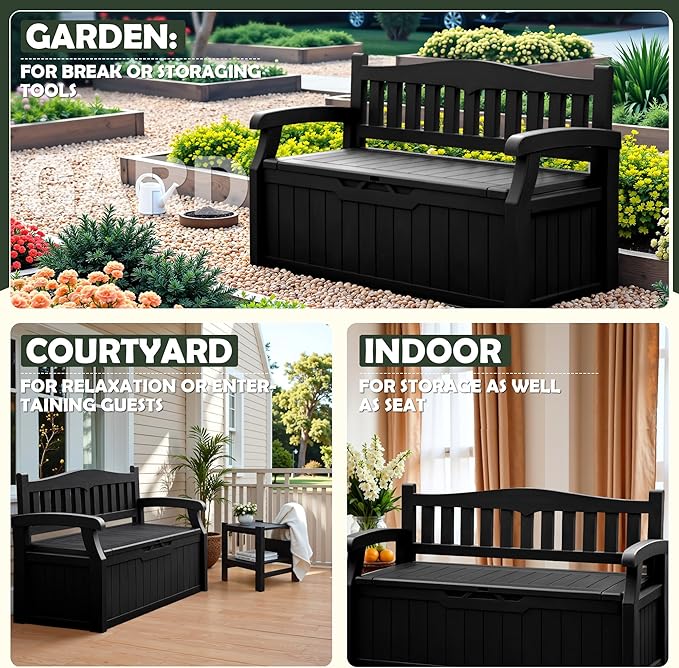 Flamaker 80 Gallon Storage Bench Outdoor Indoor, Durable All-Weather Seating - Image 4