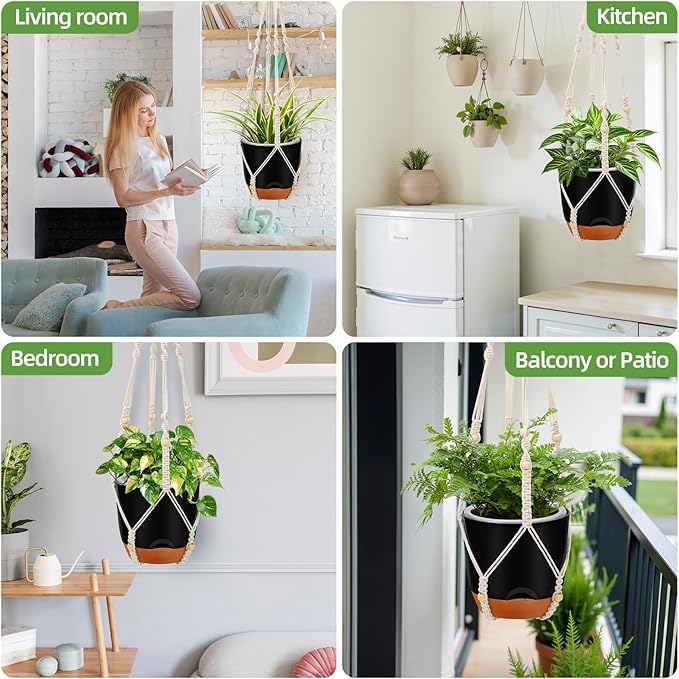 2-Pack 7.2-Inch Self-Watering Hanging Planters - Image 7