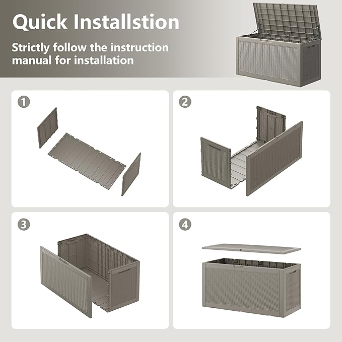 Outdoor Storage Box, Resin Deck Boxes Indoor and outdoor, Waterproof Storage - Image 4