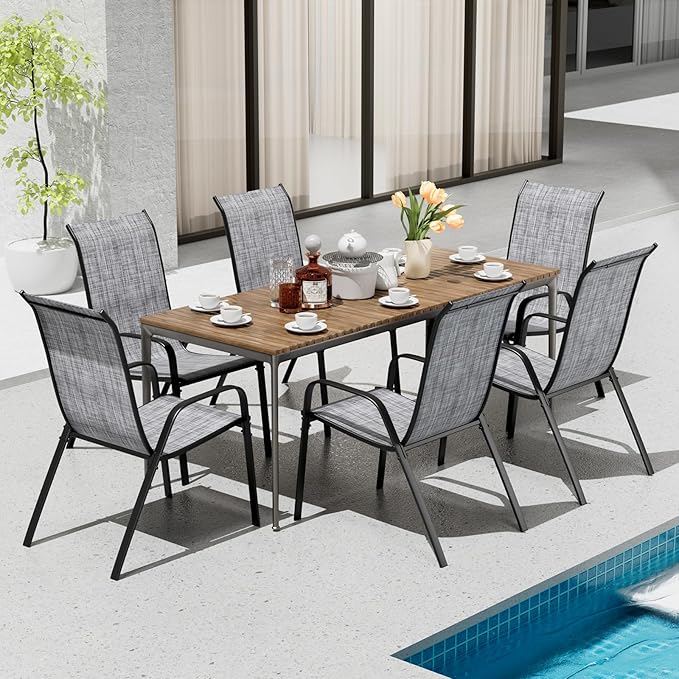 TLSUNNY Patio Chairs, Stackable Textilene Outdoor Dining Furniture - Image 2