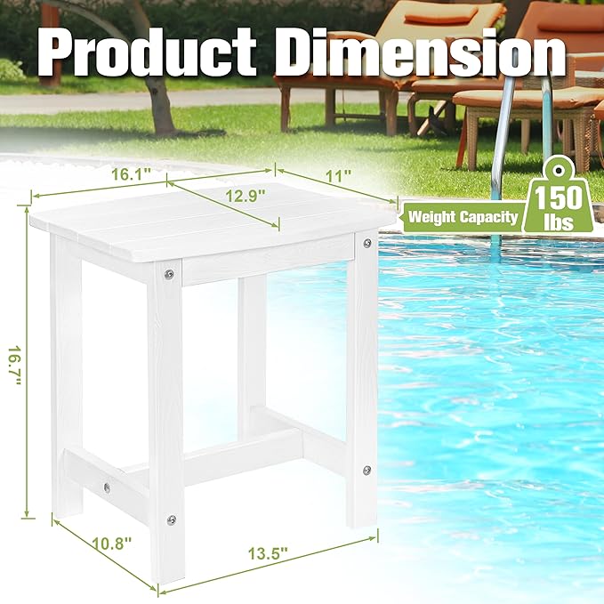 Y&M Outdoor Side Table, HIPS Adirondack Small Single Table, Waterproof Square - Image 3