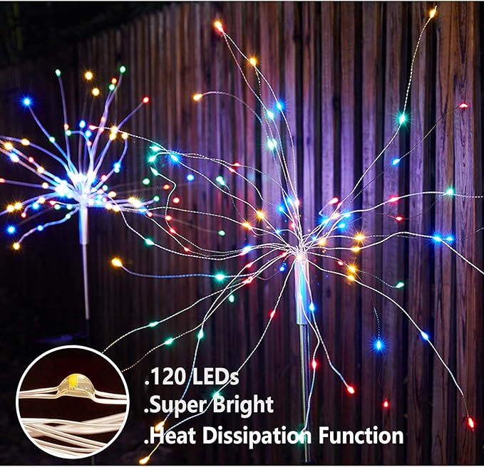 4 PCS Solar Firework Light, Outdoor Solar Garden Decorative Lights 120 LED - Image 6
