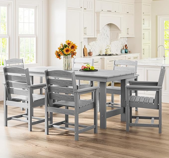 SERWALL Patio Dining Chair Set of 2, Light Gray - Image 7