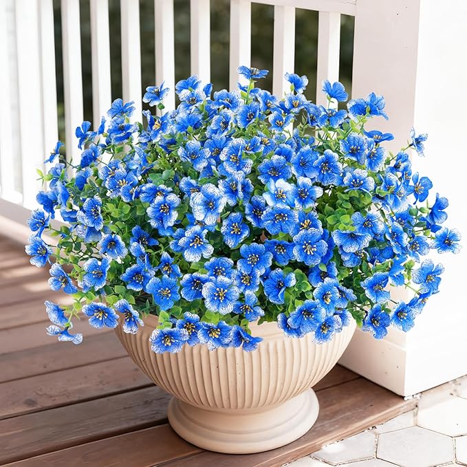 Bassion Artificial Flowers for Outdoors, 24 Bundles UV Resistant Fake Flowers - Image 2