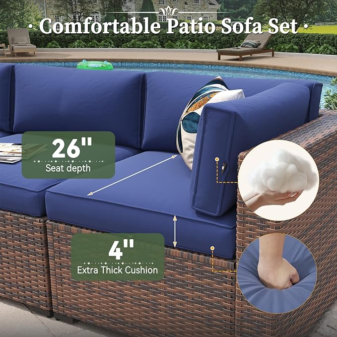 Aoxun 11 Piece Patio Furniture Set Wicker Rattan Patio Conversation Set Outdoor - Image 7