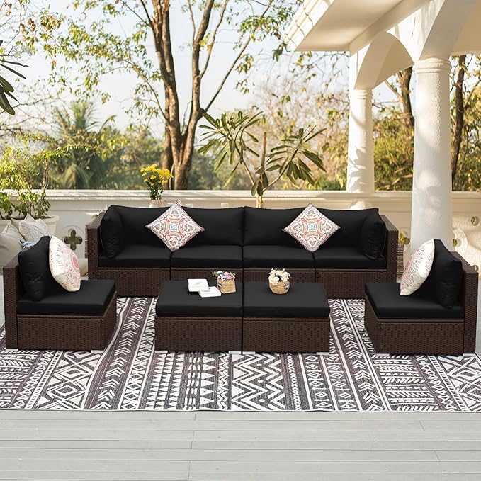 NICESOUL 8 Seater Modern Outdoor Seating Group, Plus Size Big Wicker Patio - Image 9