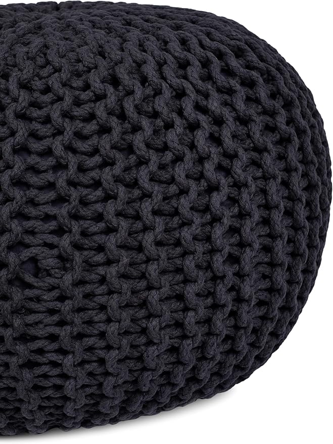 BIRDROCK HOME Round Pouf Ottoman | Cotton Braided Foot Stool - Image 6