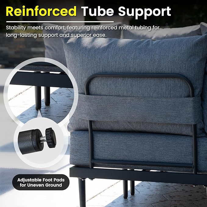 Sundale Outdoor 3 Pieces Patio Furniture Set, Metal Outdoor Sectional Sofa - Image 4