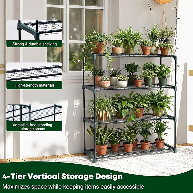 Panana 4 Tier Garden Greenhouse Steel Staging Shelving Plant Stand Garden - Image 4