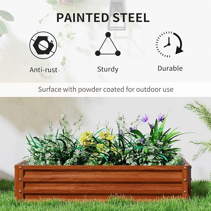 Outsunny Galvanized Raised Garden Bed, - Image 3