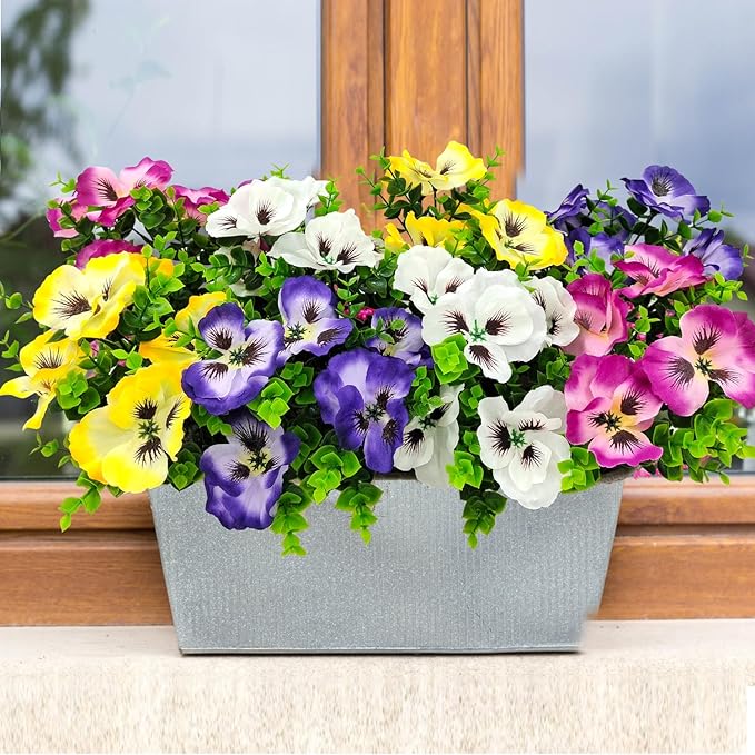 Pansies Artificial Flowers for Outdoors UV Resistant 12 Bundles Silk Pansy - Image 6
