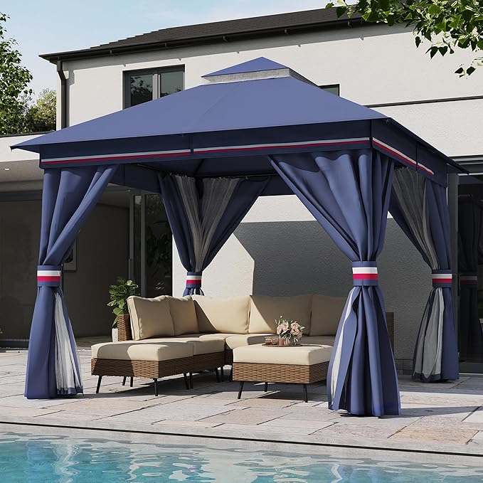 LAUSAINT HOME Semi-Permanent Outdoor Patio Gazebo 10'x10', Heavy Duty Party by LAUSAINTHOME