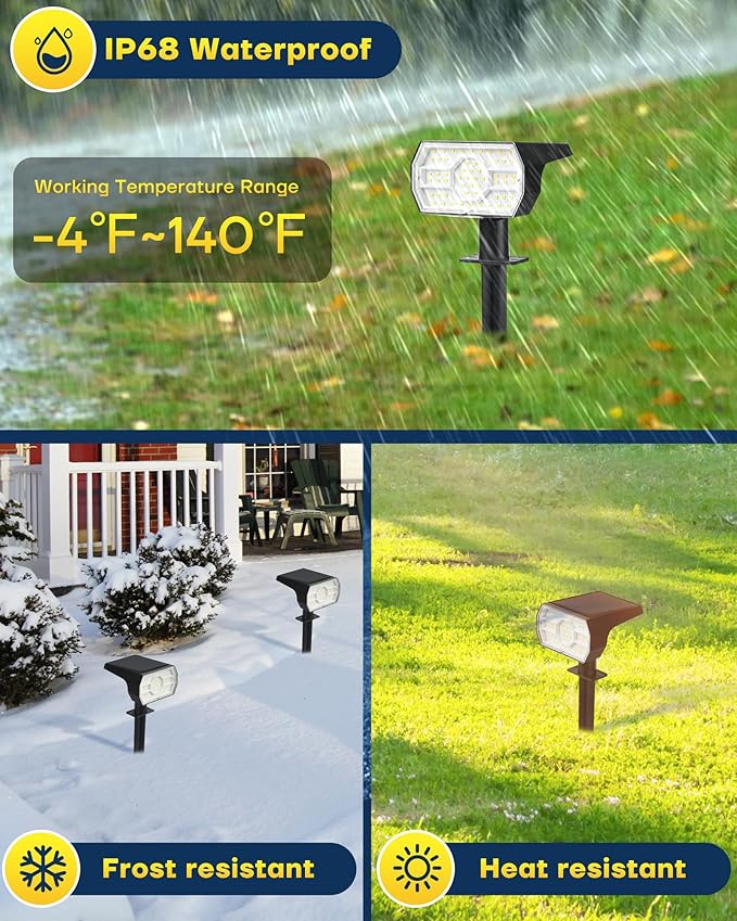 Kaxiida Solar Lights Outdoor Waterproof IP68, 3 Lighting Models Solar Powered - Image 4