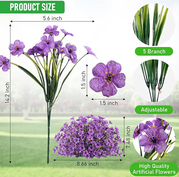 60 Pack Artificial Flowers for Outdoor Indoor Fake Plants, Faux Silk Flowers - Image 4