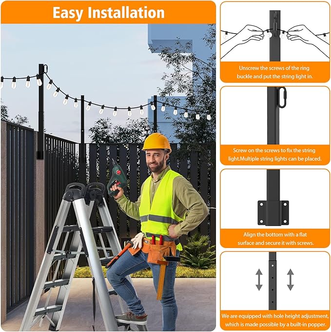 6 Pack String Light Poles, 2.8Ft Light Poles - Image 6