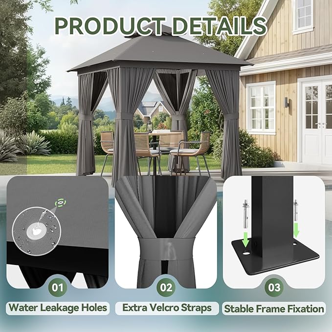 Aoxun Outdoor Gazebo for Patio 8x8, Metal Frame Canopy - Image 5