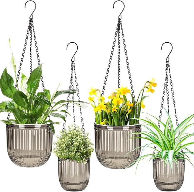 Maxcheck 4 Pcs Self Watering Hanging Planters Indoor Gift 6.5'' 4.5'' Hanging by Maxcheck